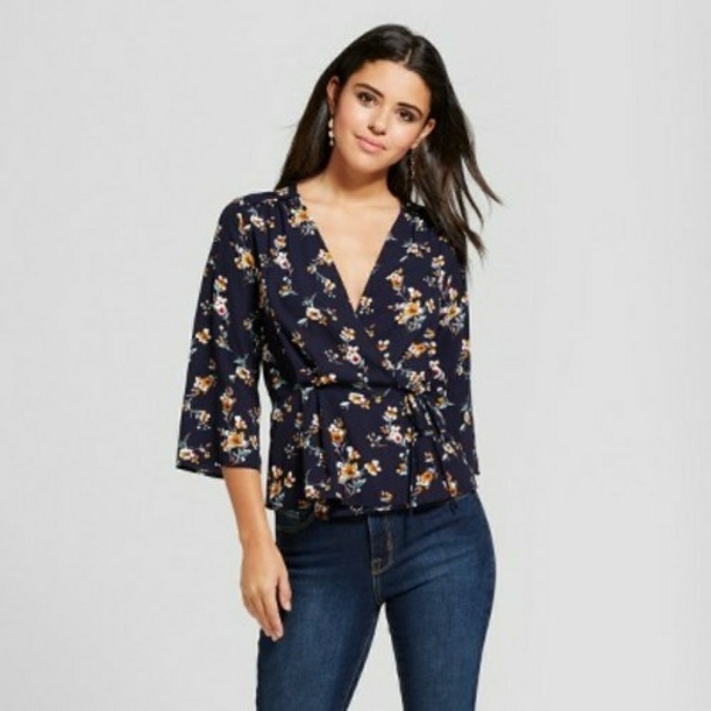 Xhilaration Wrap Floral  Top